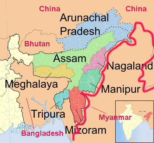 Indian States sharing boundaries with other countries copy